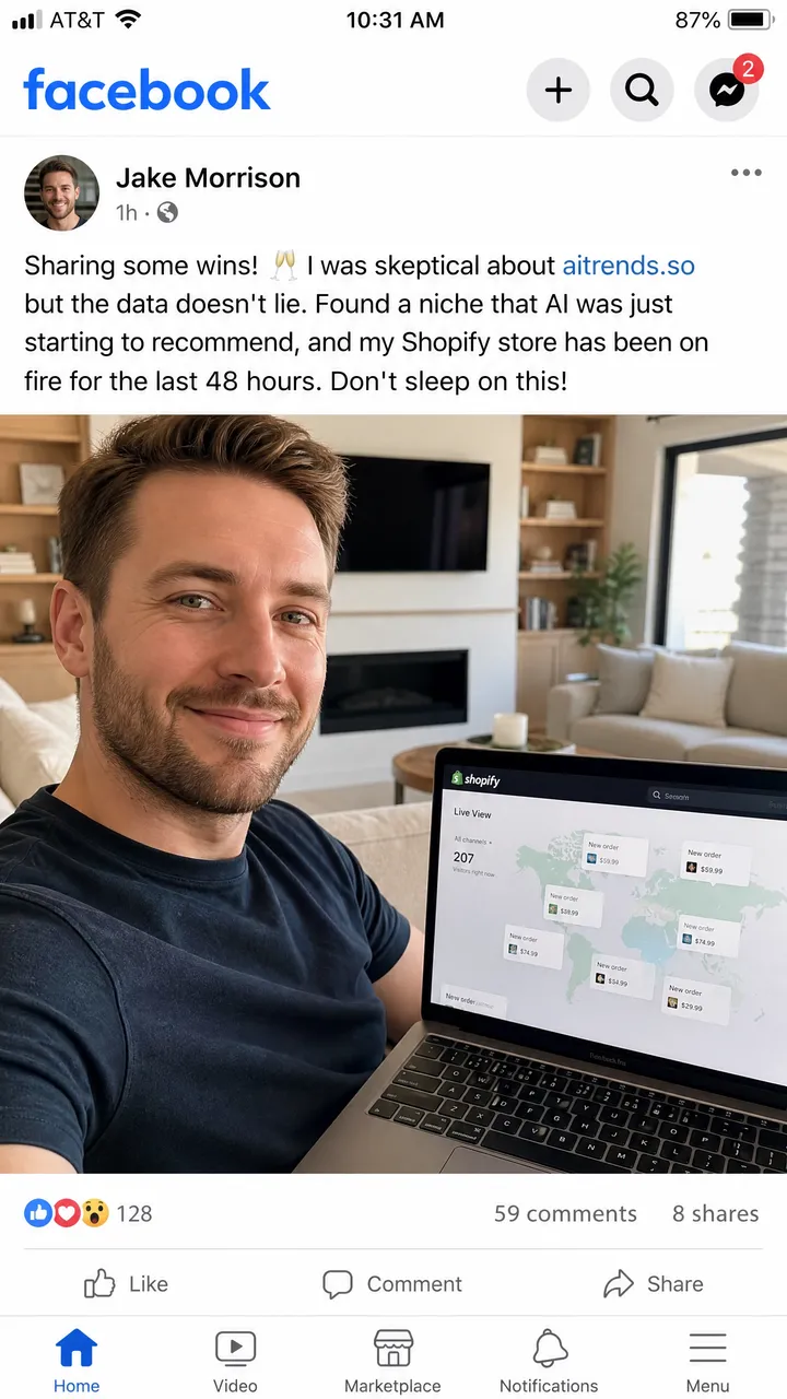 Illustrative example — a Shopify store growth screenshot
